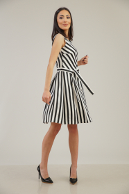 Elegant formal dress in black and white stripes 72142-161