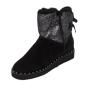 Women's black and silver suede leather with lamb lining 20484