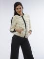 Women's ecru jacket with fringe and black edging 41915/260