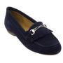 Women's suede moccasins elegant blue model with genuine leather buckle SABABLUE
