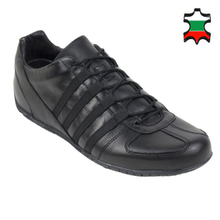Men's black leather trainers with ties