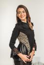 Women set of lace blouse and trousers with leather elements Avangard