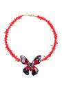 Колие от червени корали и естествена пеперуда Dannyra Jewels