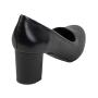 Women's black elegant leather mid heels shoes