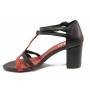 Elegant anatomical women's leather sandals with red and black straps 21277