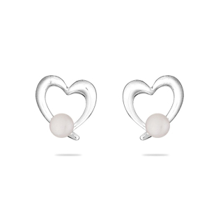 Сребърно колие сърце със сладководна бяла перла LA123EW Swan