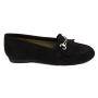 Women's suede moccasins elegant black model with buckle natural leather SABANERO