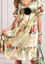 Women's long dress in floral pattern with gathered sleeves Avangard