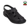 Men's black leather sandals with velcro fasterning 19254