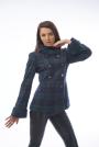 Women's short coat in blue and green with cuff 12002-T28