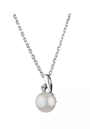 Women's Silver Necklace with White Pearl SH4042NW