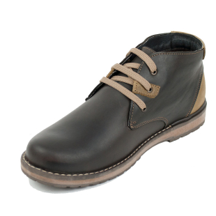 Men's brown nubuck leather boots with ties