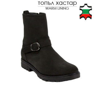 Women's dark grey suede leather boots 20402