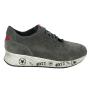 Men's grey suede leather trainers with black and white soles