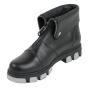 Women's black leather boots with collar and zipper