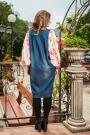 Ladies denim dress with colored sleeves Avangard