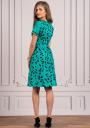 Ladies elegant turquoise dress with black flowers Avangard