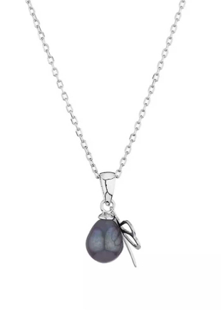 Ladies silver necklace with freshwater pearl and dragonfly decoration LA6023NB
