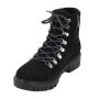 Women's black leather boots with ties, zipper and warm lining 32783