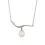 Silver necklace with white freshwater pearl and zircons RT114NW Swan