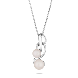 Сребърно колие със сладководни бели перли IP1075 Swan