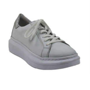Adidasi de dama bej jos cu elemente argintii 2212WHITE