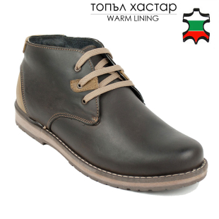 Men's brown nubuck leather boots with ties