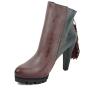 Women's leather elegant boots in black and blue with back zipper