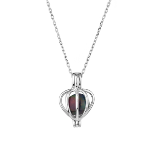 Silver pendant necklace with natural black pearl LA072NB  Swan