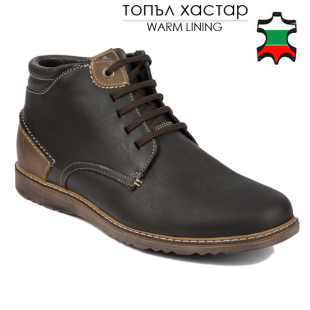 Men's brown nubuck leather boots 20501