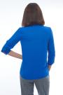 Women's blouse in aquamarine with brooch 81921-406