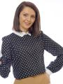 Дамска черна блуза на бели точки 81834-930-100