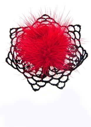 Design's piece of work Ring or brooch with fur, lace Dannary Jewels 
