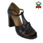 Women's balck leather sandals 19180
