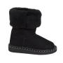 Women's black suede leather boots with lambswool lining 20486