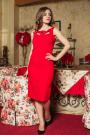 Formal dress in red with decoration at the neckline Avangard