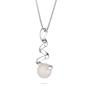Silver necklace spiral with freshwater white pearl IP1076W Swan