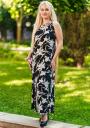 Rochie lungă cu motive colorate cu nasturi decorativi Avangard