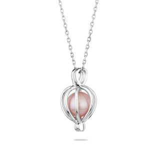 Silver pendant necklace with natural pink pearl LA072NP Swan