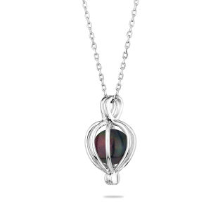Silver pendant necklace with natural black pearl LA072NB  Swan