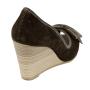 Women's open toe brown perforated shoes 32860