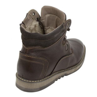 Men's brwon leather boots with lambs lining 20546