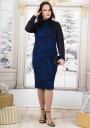 Women's black dress with blue jacquard decoration straight Avangard