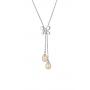 Silver necklace with natural white pearls CAA040 Swan