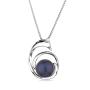 Silver necklace with natural black pearl and zircons CAA074B Swan