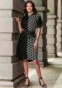 Two-tone dress with black and satin belt Avangard