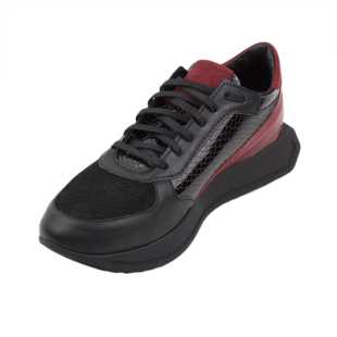 Women's natural leather sneakers in black with red edging 2020BLACKRED