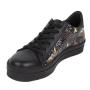 Women's black leather trainers with drawn print leather 34183