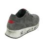 Men's grey suede leather trainers with black and white soles