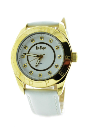 Елегантен дамски часовник с кристали Swarovski и кожена каишка Lee Cooper LC-35L-G